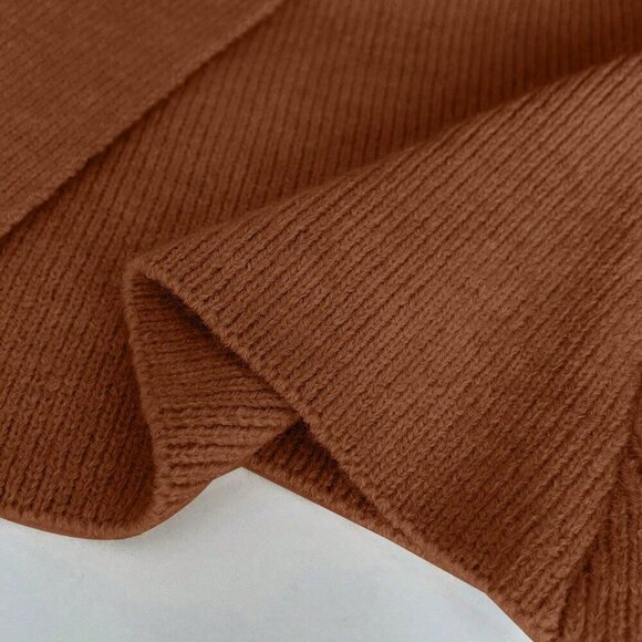 Brown Casual Women's Button Front Long Sleeve knit cardigan - Picture 7 of 7